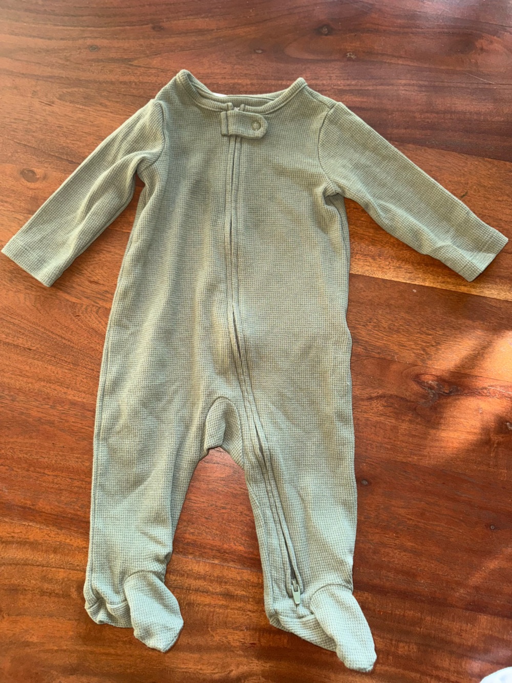 Carter's Olive Green Waffle-Knit One-Piece Pajamas
